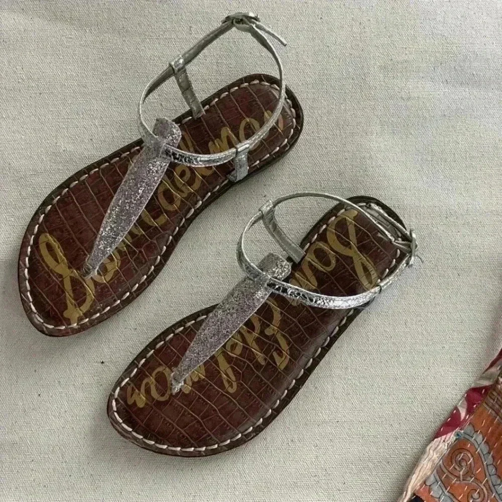 Sam Edelman Gigi Silver Lilac Glitter Sandals. NWOT/NWOB